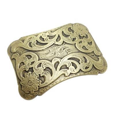 China Fashion Buckle Wholesale Tang Grass Style Antique Solid Brass Belt Buckles for sale