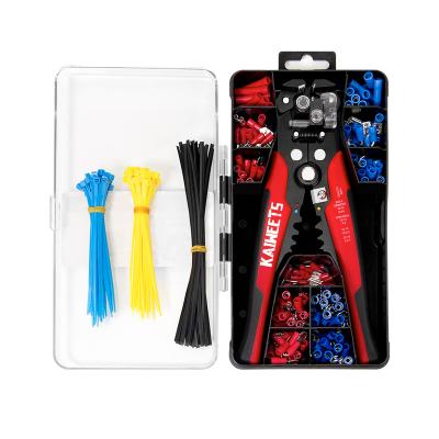 China kaiweets KWS-302 KWS-302 Crimp Tool Wire Stripper Set Multifunctional Cable Cutter and Wire Stripper Terminal Crimping Tool Set for sale