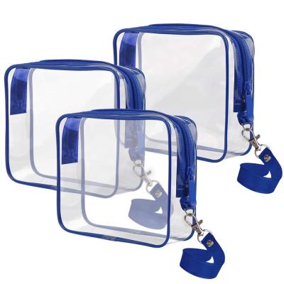 China Fashion portable clear bag for cosmetics packaging small makeup bag tsa approved toiletry bag with handle for sale