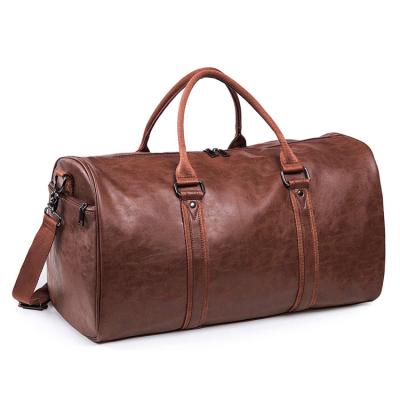 China Large Leather Carry On Women's Overnight Bag Weekender Bag Outdoor Sport Gym Gym Travel Duffel Bag With Shoe Compartment for sale