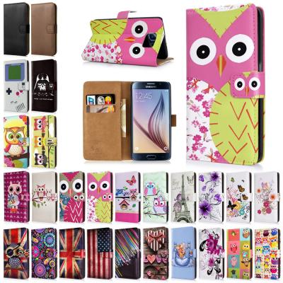 China Printed Flip Folio PU Leather Smartphone Protective Case Wallet For Samsung Galaxy S6 for sale