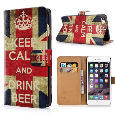 China Cartoon Cute Designs iPhone Protective Case Wallet Flip Leather Case With Card Slot for sale