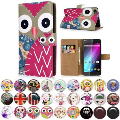 China Synthetic leather wiko Lenny Cover wallet Birds design card holder case for sale