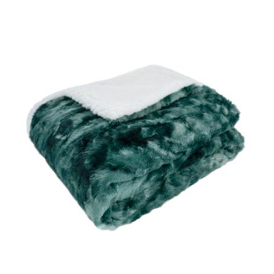 China Simple Luxury Custom Logo Tie Dye Printed Super Soft PV Faux Fur Mink Throw Blanket for sale