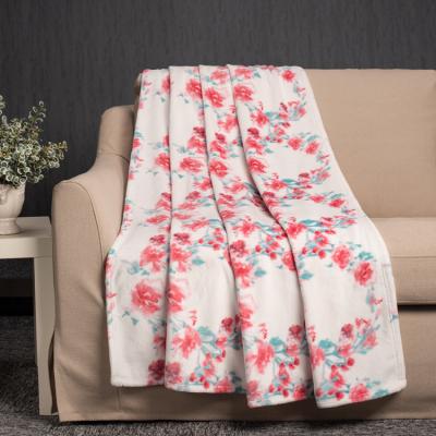 China Modern Plain China 100 Polyester Fleece Throw Flannel Blanket Rose Printed Blanket for sale