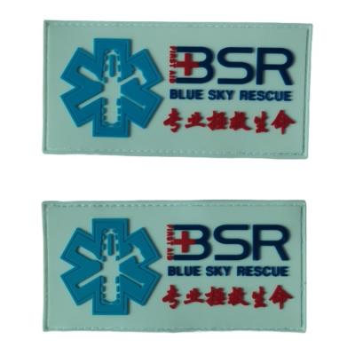 China Custom Durable Apparel Cable Tie 3D Embossed Brand Logo PVC Rubber Patches For Uniforms for sale