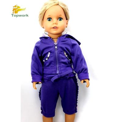 China Purple Cotton Doll Sport Outfits Classic Doll Sport Top With Pants for sale