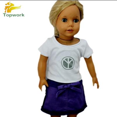 China Cotton Cute Doll White Tee With Purple Skirt American Girl Doll Sports Set for sale