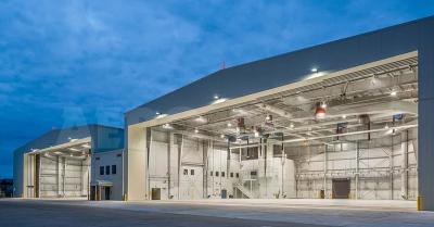 China Helicóptero pré-fabricado Estrutura de aço Hangar Hangares de aeronaves modulares portáteis à venda