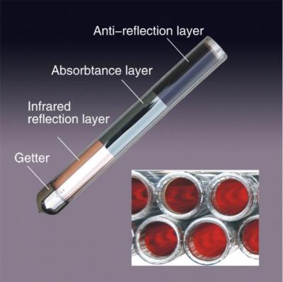 China 125 mm Durchmesser Solarkollektor Evakuierungsrohr mit 850 mm Länge China Drei-Höhe Solarrohr zu verkaufen