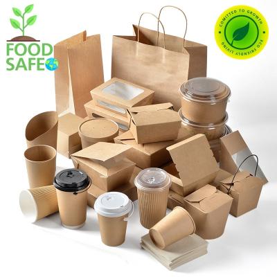 China Eco Friendly Disposable Biodegradable Disposable Catering Paper Printed Fast Food Packaging Stored Biodegradable for sale