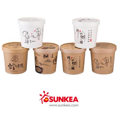 China Disposable Soup Cups Packaging Disposable Kraft Paper Soup Cup With Paper Lid for sale