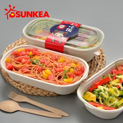 China Disposable Eco Food Grade Sugar Cane Pulp Packaging Lunch Box Microwavable for sale