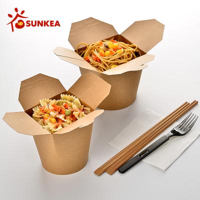 China Biodegradable Compostable Noodle Box Paper Packaging Wholesale Price Disposable Stocked Eco Friendly Food Packaging for sale