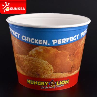 China Popcorn Chicken Logo Printing Kraft Black Disposable Bucket With White Food And Beverage Packing Wax Coated Paper Disposable UV Coating for sale