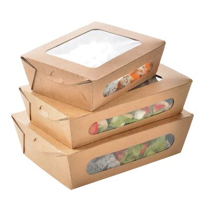 China 750ml Biodegradable Stocked Eco Friendly Sunkea Printed Logo Disposable Kraft Paper Personalized Paper Salad Boxes for sale