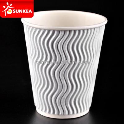 China Disposable White Round Ripple Paper Cups, Disposable Ripple Paper Cup For Hot Drinking, Coffee Paper Cup for sale