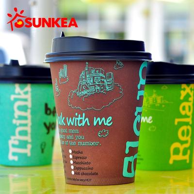 China Biodegradable Sunkea To Go Disposable 12oz Hot Coffee Paper Cups for sale