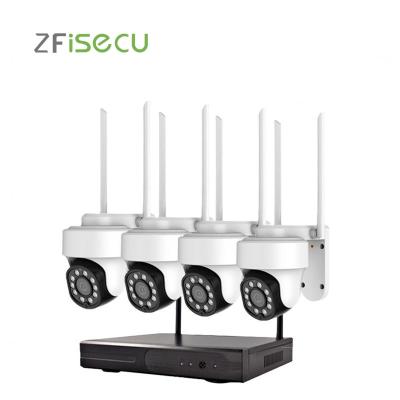 China Eseecloud IP65 PAN-TILT ZFISECU Kit 4ch 8CH 3MP Wireless PTZ NVR Outdoor CCTV System P2P CCTV Kit Outdoor WiFi PTZ NVR Kit for sale