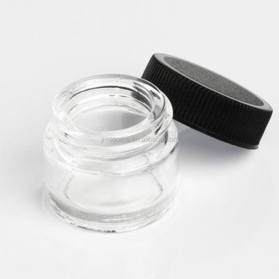 China Clear 5ml Stocked Glass Jars Containers With Colored Plastic Screw Cap Lid for sale