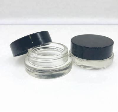 China Wonderful Personal Care CBD Clear Eye Cream Glass Jar 7ml Cosmetic Glass Weed With Black/White Square Screw Lid for sale