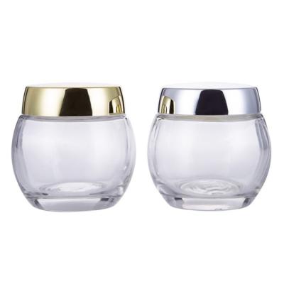 China 120ml Round Jar Golden Lid 4oz Cream Packaging Spherical Clear Glass Container for sale