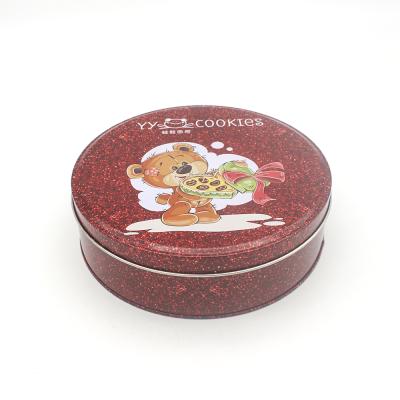 China Dongguan Supplier Custom Airtight Round Tin Box Food Grade Cookie Packaging Empty Luxury Embossed Tin Box For Cookies Packaging for sale