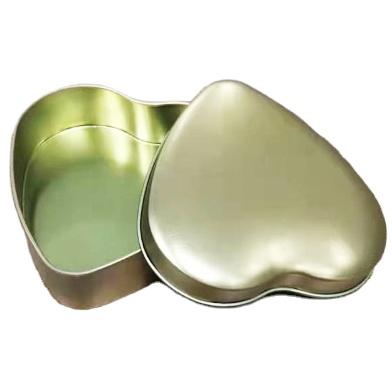 China Recyclable High Quality Custom Mounted Gold Metal Empty Heart Shaped Gift Boxes Airtight Cookie Candy Chocolate Tins for sale