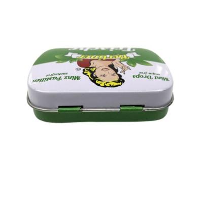 China Custom 2oz Food Printed Rectangular 4x4 Small Metal Hinged Tins Box Empty Cosmetic Tin Cans for sale