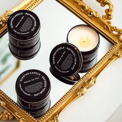 China Eco-Friendl Wholesale Empty Black Luxury Tin Candles Golden 4oz 6oz 8oz Small Tins Container With Lid for sale