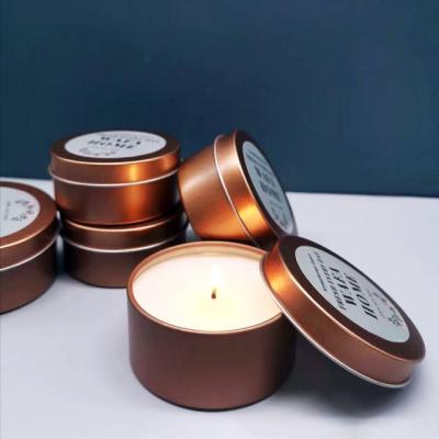 China Recyclable Custom Printing Decorative Seamless Scented Candle Tins 3oz 6ox Jars Rose Gold Tin Cans Large For Candles for sale