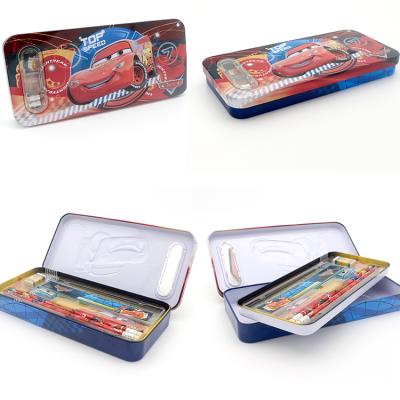 China Wholesale Custom Large Cute Empty Children's Cute Empty Kids Tin Kitty Metal Tin Can Packaging Simple Rectangular Pencil Case for sale