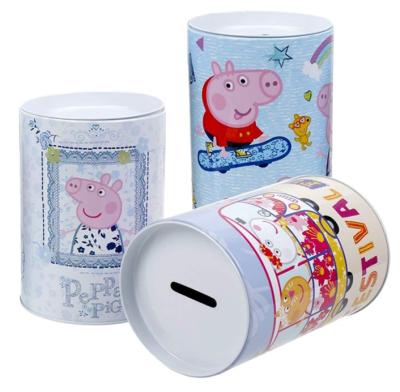 China Wholesale Empty Piggy Banks Food Round Piggy Bank Tin Can Invent Bank Storage Bank Coin Boxes Tin for sale