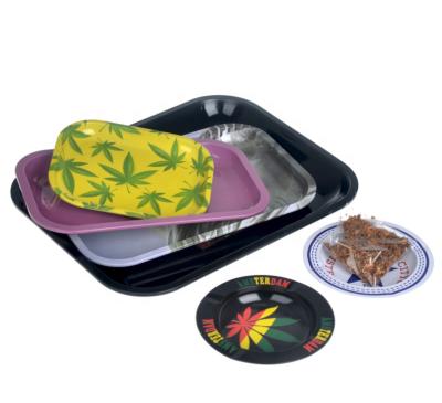 China Wholesale custom recyclable weed backwoods raw metal metal smoke rolling tray bluetooth led rolling trays set with magnetic cover for sale