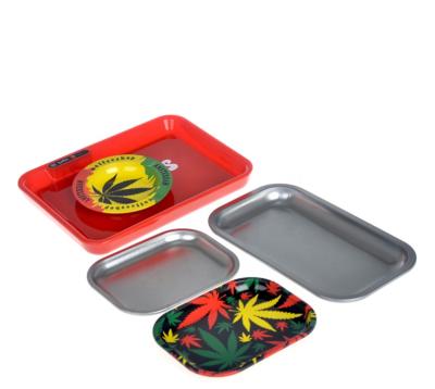 China Large Sublimation Glod Designer Recyclable Grinding Wheel And Custom Rolling Morty Rolling Kits Empty Tray Logo Raw Tobacco Trays With Lid for sale