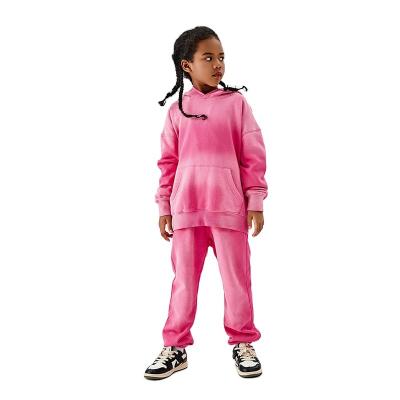 China Breathable Children Clothing Wholesale 2023 Dynamic Craft Color Design Loose Hoodie 2 Pieces Set For Age 4-15 Years Old Child for sale