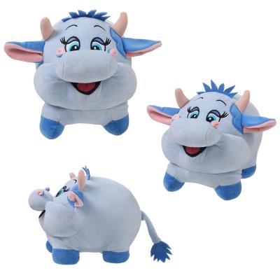 China Promotional New Arrival Stuffed Animals Toy Cow Personalized Blue Round Cute Toy Cow Toys for sale