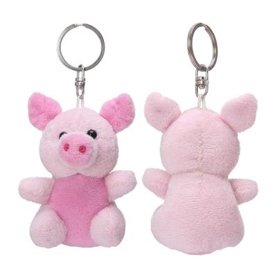 China Custom Animal Bear Tiger Elephant Plush Keychains Mini Soft Toy Pink Pig Plush Toy Wholesale Plush Key Chain for sale