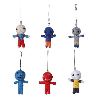 China Mini Toy China Wholesale Voodoo Key Chain Voodoo Doll Custom Mixed Rope String Colors Voodoo Doll for sale