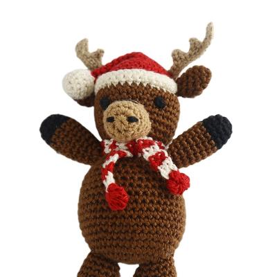 China New Plush Designs Christmas Gifts Stuffed Crochet Deer Doll Handmade Knit Baby Toys for sale