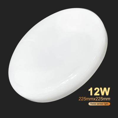 China Best Outdoor Mounted Selling 225mm Circle 220v Radar Microwave White Motion Sensor Led Ceiling Light for sale