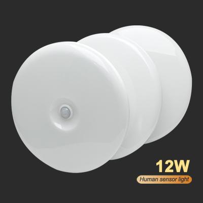 China Surface Mounted Circle 220v 12w 225mm Sensor Customizable White Outdoor Led Ceiling Light for sale