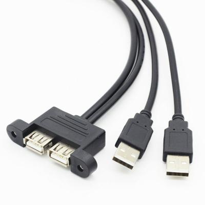 China COMPUTER Panel Mount Dual USB 2.0 Cable Type A Male To Female Extension Screw Lock for sale