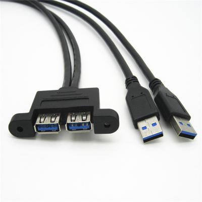 China Dual COMPUTER USB 3.0 Cable A Male To Female Flush Mount Car Dash Extension Cable o.3M for sale