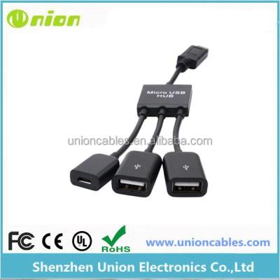 China Mobile Phone Black 3 In 1 Type C USB 3.1 OTG Cable , Micro USB Hub OTG Extension Adapter for sale