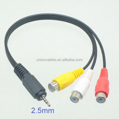 China Multimedia 2.5mm AV Male To 3RCA M/F Stereo Female Audio Video Cable Jack Adapter Cord for sale