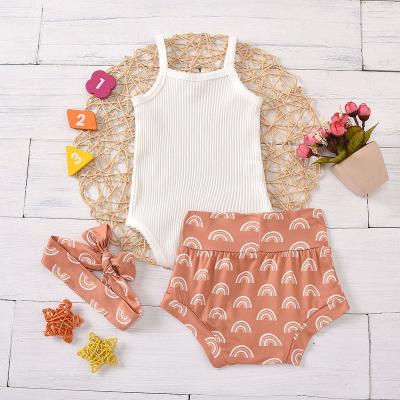 China Anti-Shrink Summer Baby Cute Boutique Clothing Sets Short Pants Romper Girls Dressing Set for sale