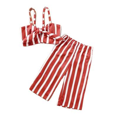 China 2022 Sun Striped New Arrival Polyester Fabric Girls Clothes Set Anti Shrink for sale