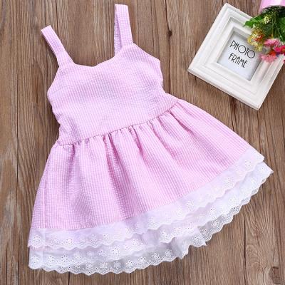 China Viable Pink Strapless Baby Clothes Girls Summer Dress Children Bridesmaid Baby Casual Wedding Dress for sale