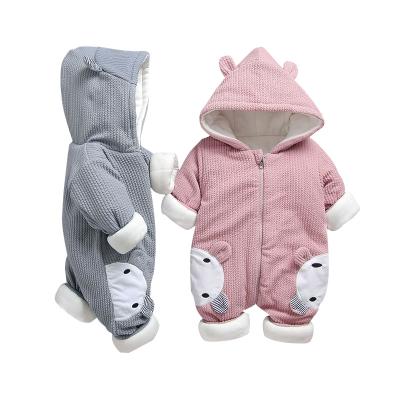 China Autumn Winter Warm Newborn Baby Casual Clothes 100% Cotton Infant Toddler Hoodie Rompers Overalls High Quality for sale